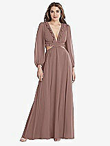 LOVELY Harlow Cutout Detail Long Sleeve Chiffon Gown in Sienna, Size 12
