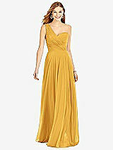 Front View Thumbnail - NYC Yellow One-Shoulder Draped Chiffon Maxi Dress - Dani