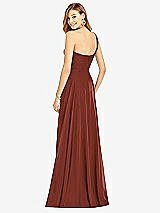 Rear View Thumbnail - Auburn Moon One-Shoulder Draped Chiffon Maxi Dress - Dani