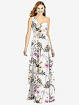 Front View Thumbnail - Butterfly Botanica Ivory One-Shoulder Draped Chiffon Maxi Dress - Dani