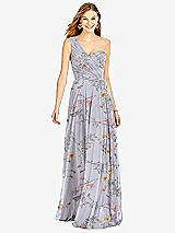 Front View Thumbnail - Butterfly Botanica Silver Dove One-Shoulder Draped Chiffon Maxi Dress - Dani