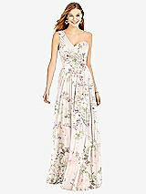 Front View Thumbnail - Blush Garden One-Shoulder Draped Chiffon Maxi Dress - Dani