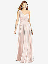 Front View Thumbnail - Blush One-Shoulder Draped Chiffon Maxi Dress - Dani