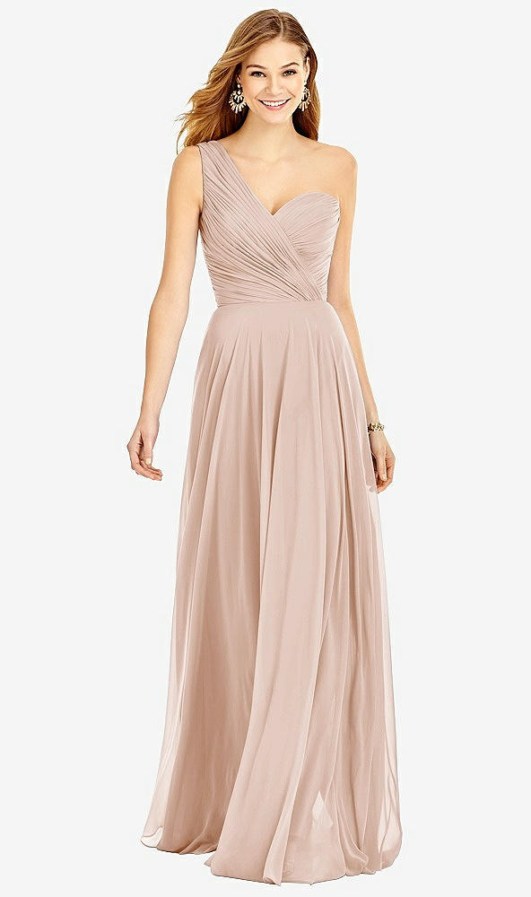 Front View - Cameo One-Shoulder Draped Chiffon Maxi Dress - Dani