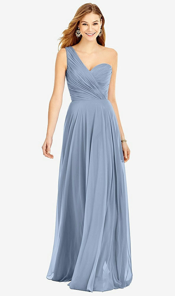 Front View - Cloudy One-Shoulder Draped Chiffon Maxi Dress - Dani