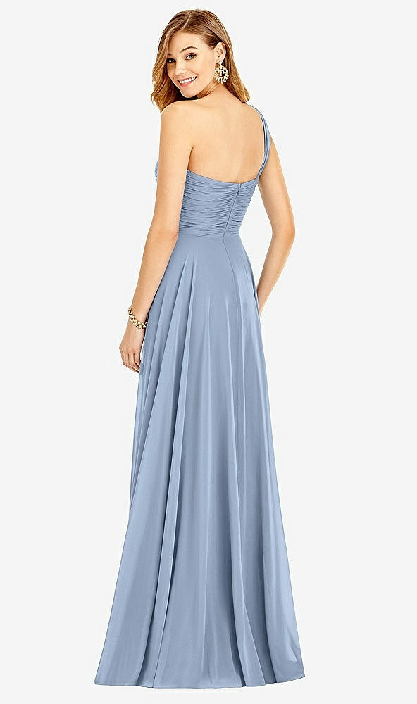 Back View - Cloudy One-Shoulder Draped Chiffon Maxi Dress - Dani