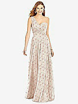 Front View Thumbnail - Coquette Floral Print One-Shoulder Draped Chiffon Maxi Dress - Dani