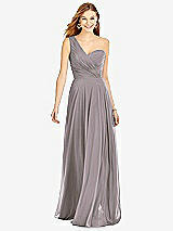 Front View Thumbnail - Cashmere Gray One-Shoulder Draped Chiffon Maxi Dress - Dani