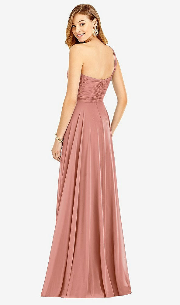 Back View - Desert Rose One-Shoulder Draped Chiffon Maxi Dress - Dani