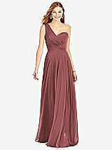 Front View Thumbnail - English Rose One-Shoulder Draped Chiffon Maxi Dress - Dani