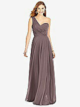 Front View Thumbnail - French Truffle One-Shoulder Draped Chiffon Maxi Dress - Dani