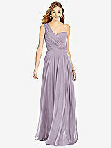 Front View Thumbnail - Lilac Haze One-Shoulder Draped Chiffon Maxi Dress - Dani