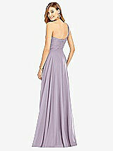 Rear View Thumbnail - Lilac Haze One-Shoulder Draped Chiffon Maxi Dress - Dani