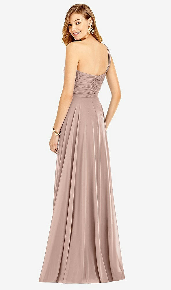 Back View - Neu Nude One-Shoulder Draped Chiffon Maxi Dress - Dani