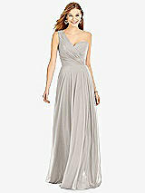 Front View Thumbnail - Oyster One-Shoulder Draped Chiffon Maxi Dress - Dani