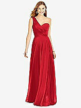 Front View Thumbnail - Parisian Red One-Shoulder Draped Chiffon Maxi Dress - Dani