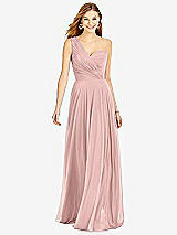 Front View Thumbnail - Rose - PANTONE Rose Quartz One-Shoulder Draped Chiffon Maxi Dress - Dani