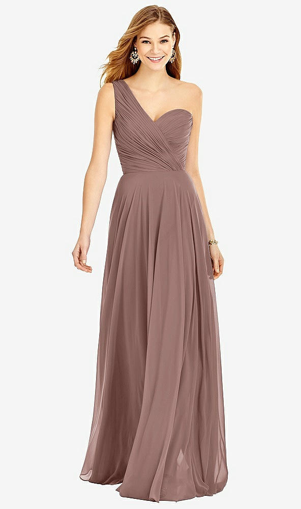 Front View - Sienna One-Shoulder Draped Chiffon Maxi Dress - Dani