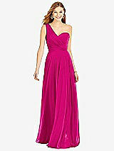 Front View Thumbnail - Think Pink One-Shoulder Draped Chiffon Maxi Dress - Dani