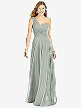 Front View Thumbnail - Willow Green One-Shoulder Draped Chiffon Maxi Dress - Dani