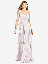 Front View Thumbnail - Watercolor Print One-Shoulder Draped Chiffon Maxi Dress - Dani