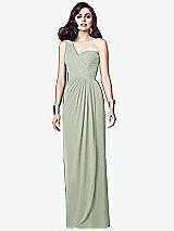 Alt View 1 Thumbnail - Celadon One-Shoulder Draped Maxi Dress with Front Slit - Aeryn