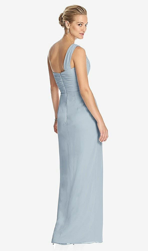 Back View - Mist One-Shoulder Draped Maxi Dress with Front Slit - Aeryn