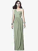 Alt View 1 Thumbnail - Sage One-Shoulder Draped Maxi Dress with Front Slit - Aeryn