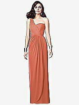 Alt View 1 Thumbnail - Terracotta Copper One-Shoulder Draped Maxi Dress with Front Slit - Aeryn