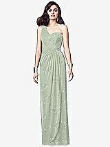 Alt View 1 Thumbnail - Vintage Primrose Sage One-Shoulder Draped Maxi Dress with Front Slit - Aeryn