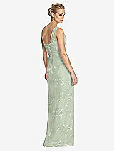 Rear View Thumbnail - Vintage Primrose Sage One-Shoulder Draped Maxi Dress with Front Slit - Aeryn