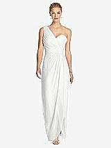 Front View Thumbnail - White One-Shoulder Draped Maxi Dress with Front Slit - Aeryn