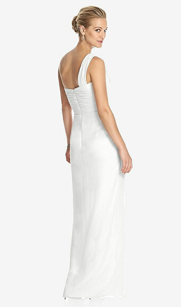 Back View - White One-Shoulder Draped Maxi Dress with Front Slit - Aeryn