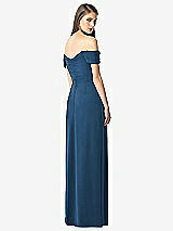 Rear View Thumbnail - Dusk Blue Off-the-Shoulder Ruched Chiffon Maxi Dress - Alessia