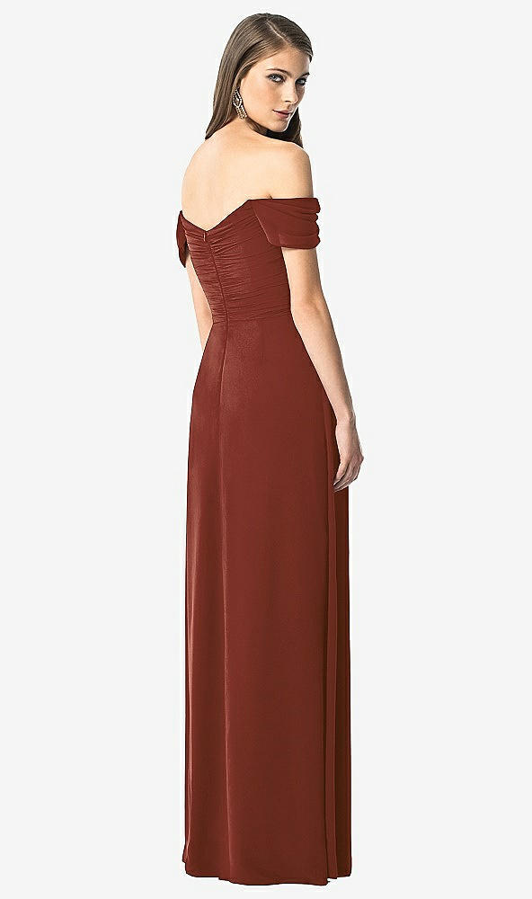 Back View - Auburn Moon Off-the-Shoulder Ruched Chiffon Maxi Dress - Alessia