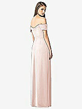 Rear View Thumbnail - Blush Off-the-Shoulder Ruched Chiffon Maxi Dress - Alessia