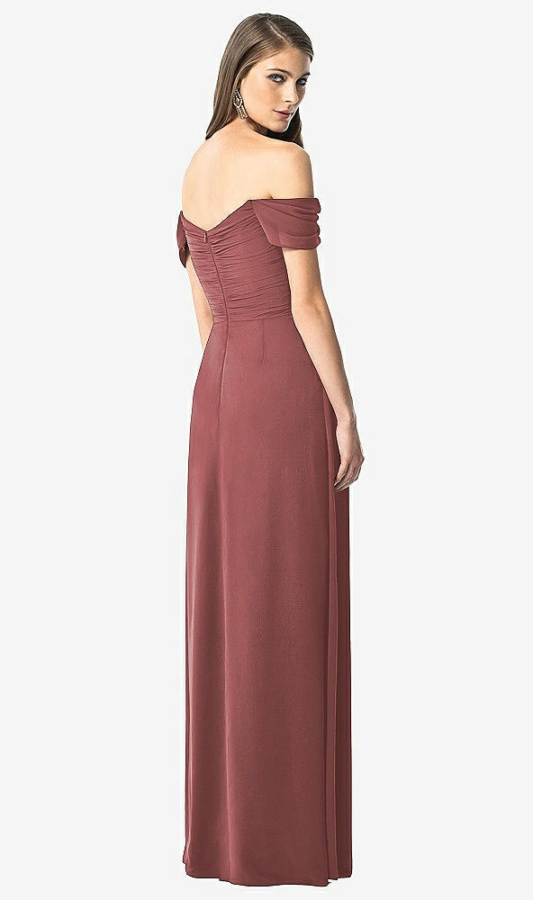 Back View - English Rose Off-the-Shoulder Ruched Chiffon Maxi Dress - Alessia