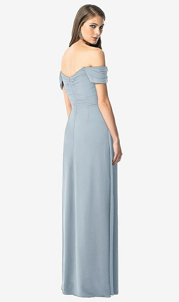 Back View - Mist Off-the-Shoulder Ruched Chiffon Maxi Dress - Alessia