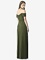 Rear View Thumbnail - Olive Green Off-the-Shoulder Ruched Chiffon Maxi Dress - Alessia