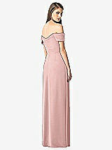 Rear View Thumbnail - Rose - PANTONE Rose Quartz Off-the-Shoulder Ruched Chiffon Maxi Dress - Alessia