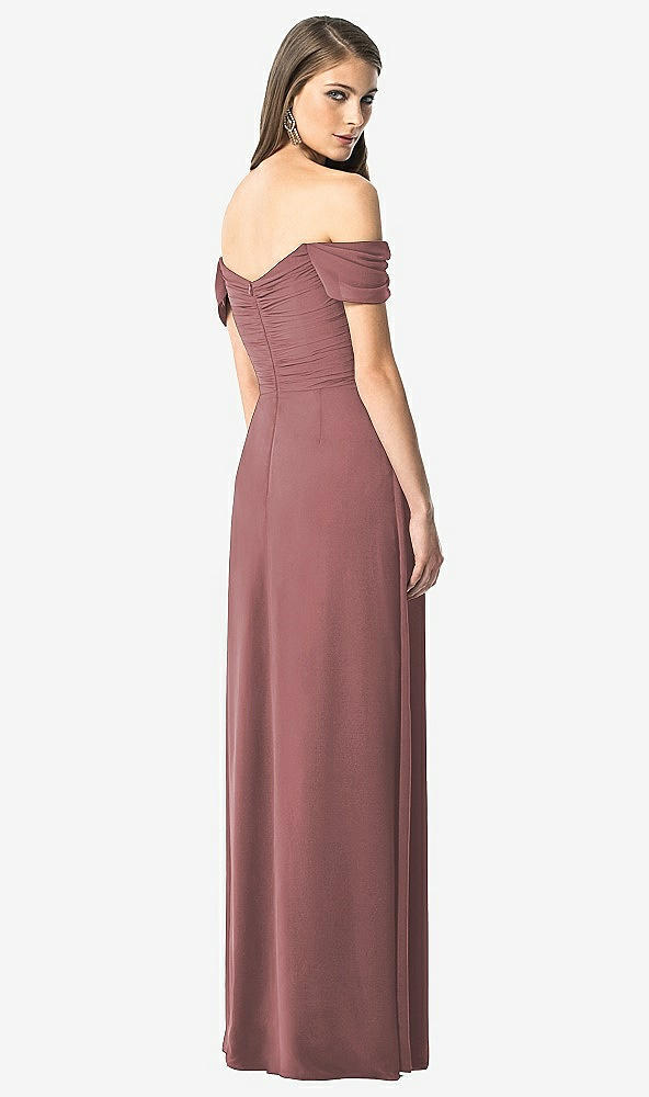 Back View - Rosewood Off-the-Shoulder Ruched Chiffon Maxi Dress - Alessia