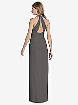 Front View Thumbnail - Caviar Gray V-Neck Halter Chiffon Maxi Dress - Taryn