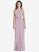 Rear View Thumbnail - Suede Rose V-Neck Halter Chiffon Maxi Dress - Taryn