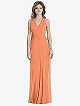 Rear View Thumbnail - Sweet Melon V-Neck Halter Chiffon Maxi Dress - Taryn