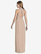 Front View Thumbnail - Topaz V-Neck Halter Chiffon Maxi Dress - Taryn