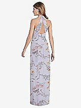 Front View Thumbnail - Butterfly Botanica Silver Dove V-Neck Halter Chiffon Maxi Dress - Taryn