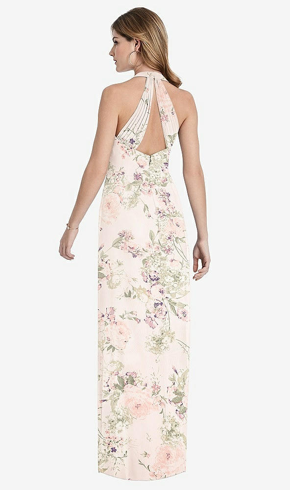 Front View - Blush Garden V-Neck Halter Chiffon Maxi Dress - Taryn