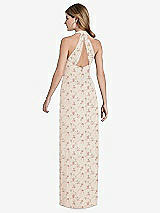 Front View Thumbnail - Coquette Floral Print V-Neck Halter Chiffon Maxi Dress - Taryn