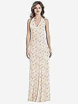 Rear View Thumbnail - Coquette Floral Print V-Neck Halter Chiffon Maxi Dress - Taryn