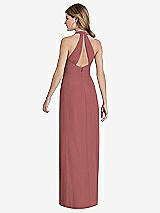 Front View Thumbnail - English Rose V-Neck Halter Chiffon Maxi Dress - Taryn